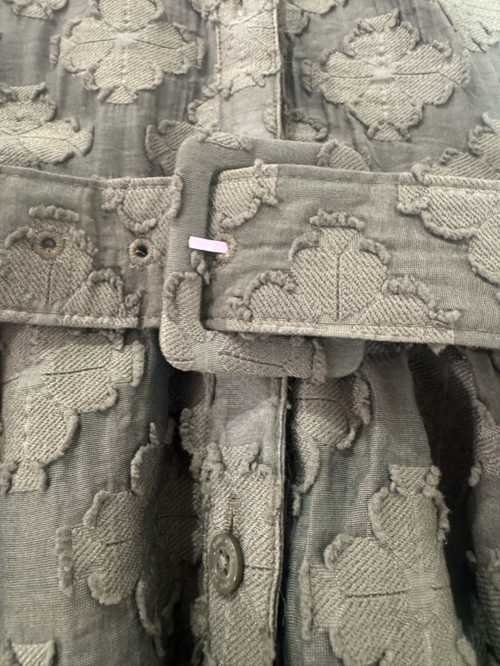 KATE SPADE olive green textured midi dress with belt, size S - Picture 6 of 10